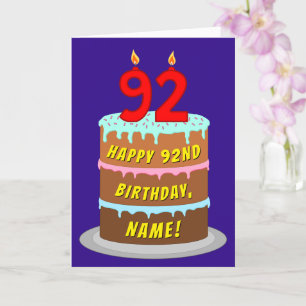92nd Birthday: Fun Cake and Candles + Custom Name Card
