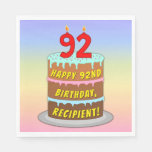 [ Thumbnail: 92nd Birthday: Fun Cake and Candles + Custom Name Napkins ]