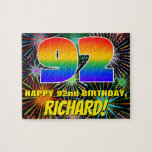 [ Thumbnail: 92nd Birthday: Fun, Colorful Celebratory Fireworks Jigsaw Puzzle ]