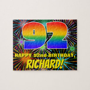 92nd Birthday: Fun, Colorful Celebratory Fireworks Jigsaw Puzzle