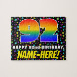 [ Thumbnail: 92nd Birthday — Fun, Colorful Star Field Pattern Jigsaw Puzzle ]