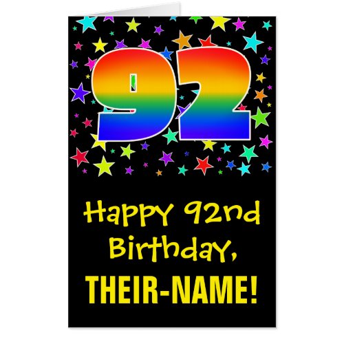 92nd Birthday Fun Colorful Stars  Rainbow  92 Card