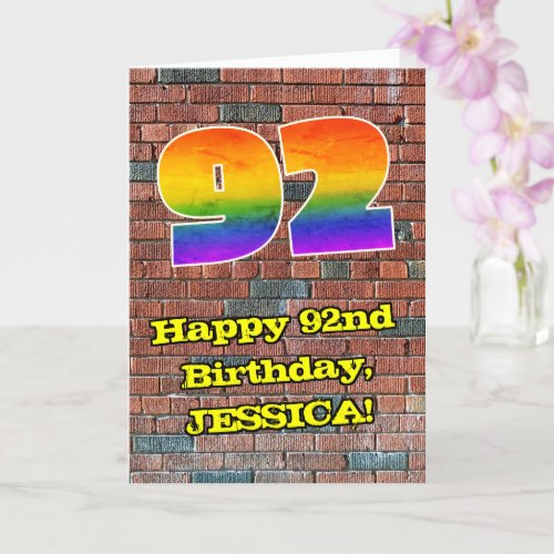 92nd Birthday Fun Graffiti_Inspired Rainbow 92 Card