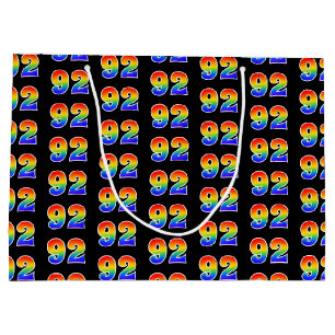 92nd Birthday: Fun Rainbow Event Number 92 Pattern Large Gift Bag