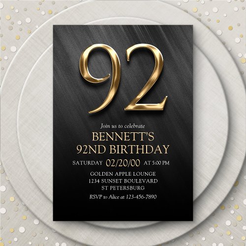 92nd Birthday Invitation