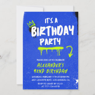 92nd birthday invitations Men Graffiti Spray paint