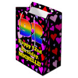 [ Thumbnail: 92nd Birthday: Loving Hearts Pattern, Rainbow # 92 Gift Bag ]
