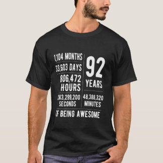 92nd Birthday Men Women Funny 92 Years Old T-Shirt