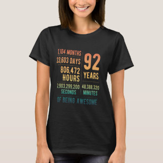 92nd Birthday Men Women Funny 92 Years Old T-Shirt