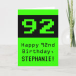 [ Thumbnail: 92nd Birthday: Nerdy / Geeky Style "92" and Name Card ]