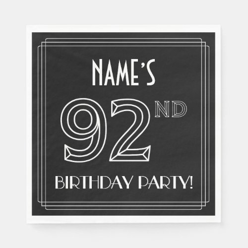 92nd Birthday Party Art Deco Style  Custom Name Napkins