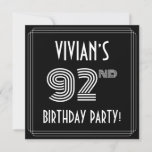 [ Thumbnail: 92nd Birthday Party: Art Deco Style W/ Custom Name Invitation ]