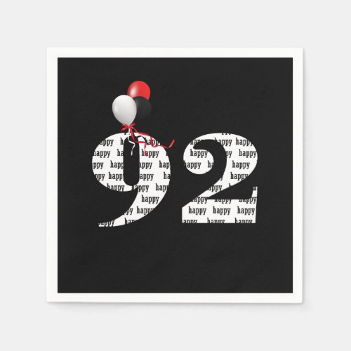 92nd Birthday party balloons Napkins