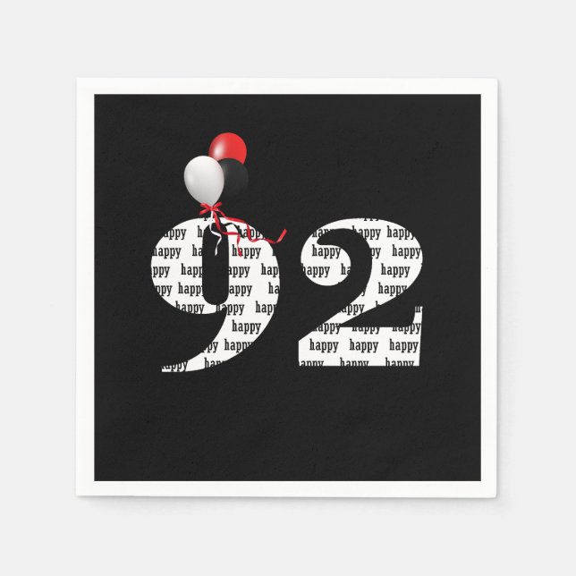 92nd Birthday party balloons Napkins (Front)