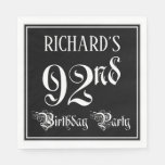 [ Thumbnail: 92nd Birthday Party — Fancy Script + Custom Name Napkins ]