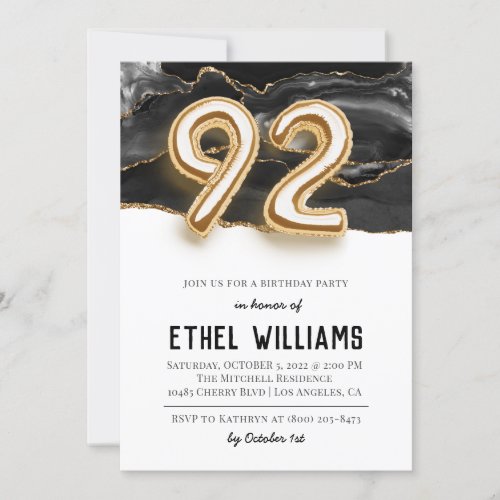 92nd Birthday Party Invitation