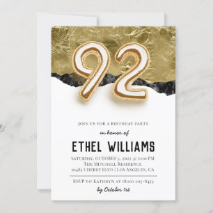 92nd Birthday Party Invitation
