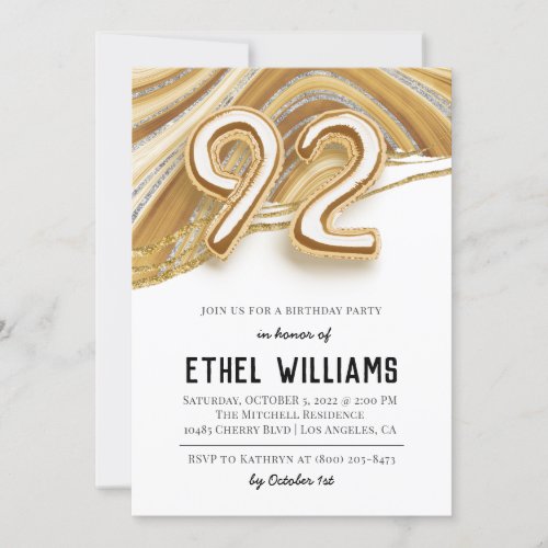 92nd Birthday Party Invitation