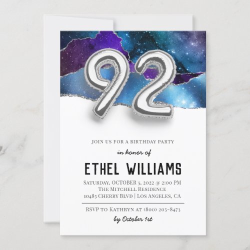 92nd Birthday Party Invitation