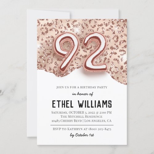 92nd Birthday Party Invitation