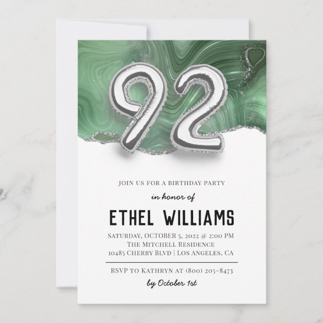 92nd Birthday Party Invitation (Front)