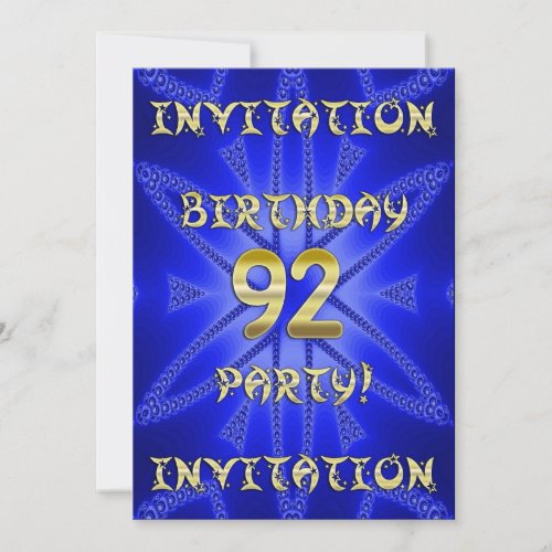 92nd Birthday party invitation