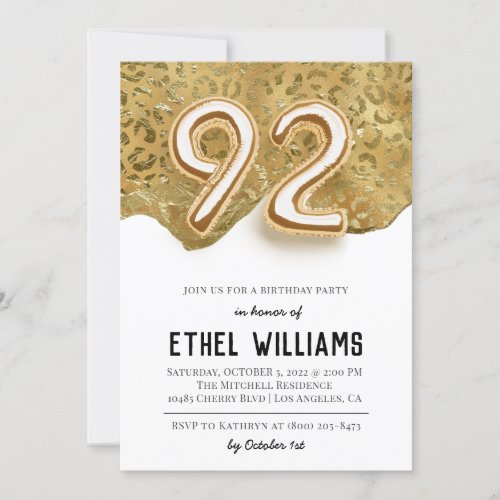 92nd Birthday Party Invitation