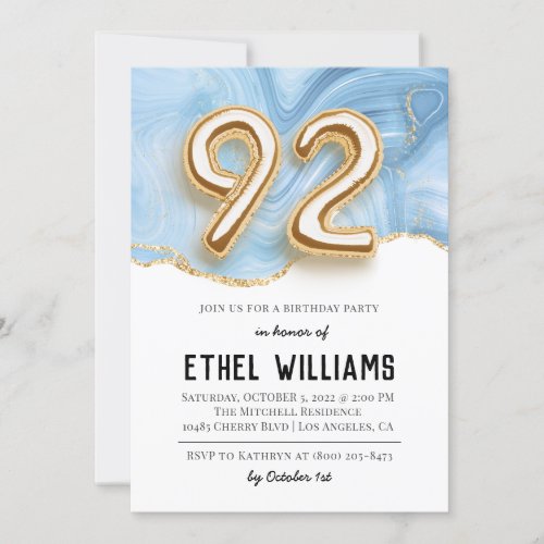 92nd Birthday Party Invitation