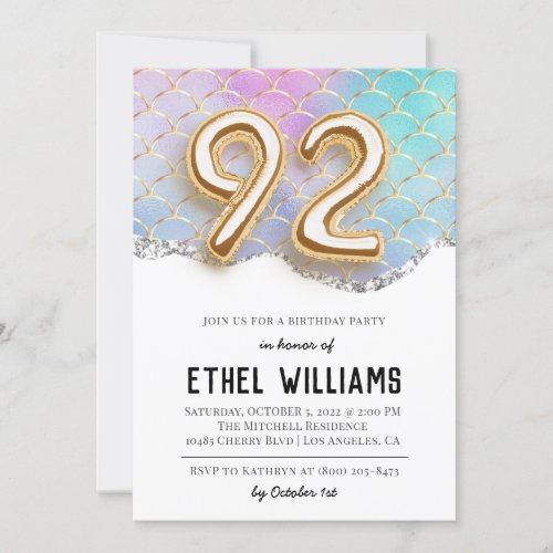 92nd Birthday Party Invitation