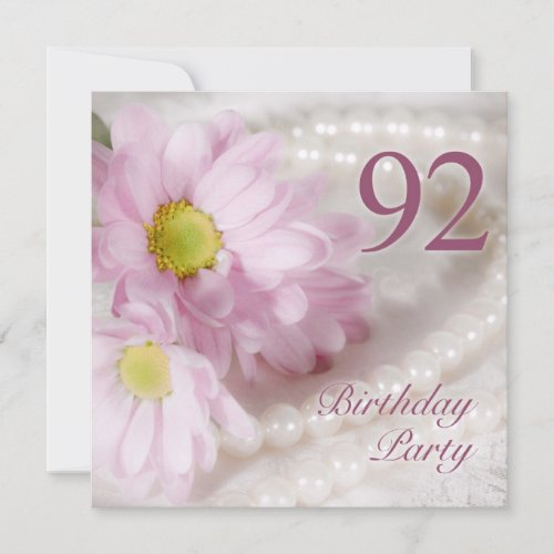 92nd Birthday party invitation with daisies