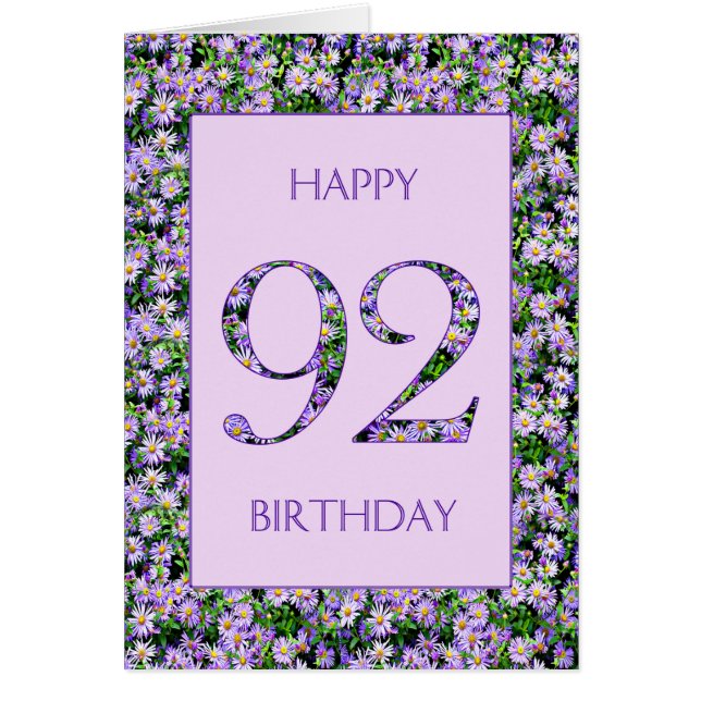 92nd Birthday Purple Daisies Cards (Front)