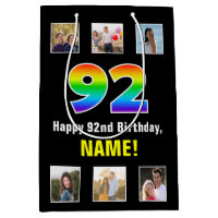 92nd Birthday: Rainbow “92“, Custom Photos & Name