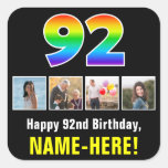[ Thumbnail: 92nd Birthday: Rainbow “92”; Custom Photos & Name Sticker ]