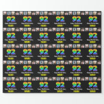[ Thumbnail: 92nd Birthday: Rainbow “92“; Custom Photos & Name Wrapping Paper ]