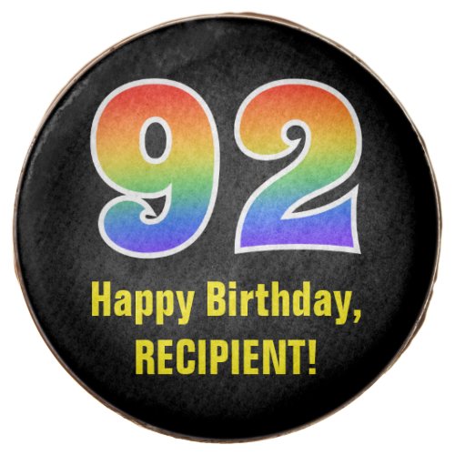 92nd Birthday _ Rainbow Spectrum Pattern Number 92 Chocolate Covered Oreo