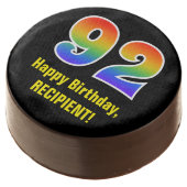 92nd Birthday - Rainbow Spectrum Pattern Number 92 Chocolate Covered Oreo (Angled)