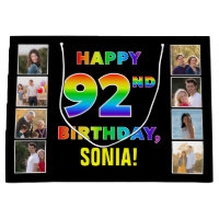 92nd Birthday: Rainbow Text, Custom Photos & Name