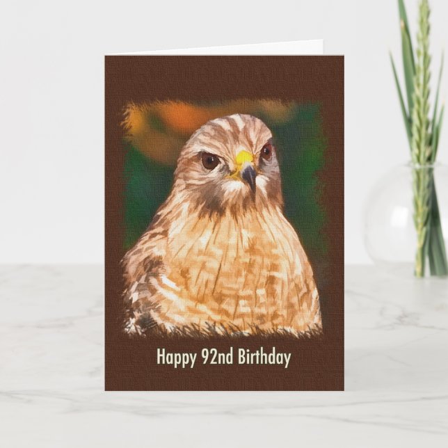 92nd Birthday, Red-shouldered Hawk Card (Front)