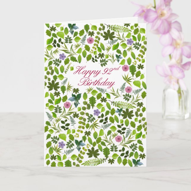 92nd Birthday Scattered Leaves Card (Orchid)