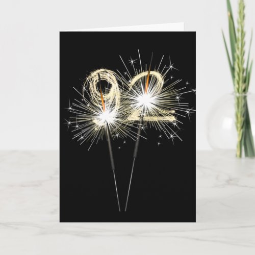 92nd Birthday Sparklers on Black Card