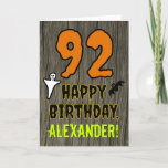 [ Thumbnail: 92nd Birthday: Spooky Halloween Theme, Custom Name Card ]