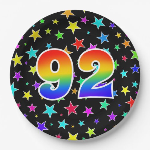 92nd Event Bold Fun Colorful Rainbow 92 Paper Plates