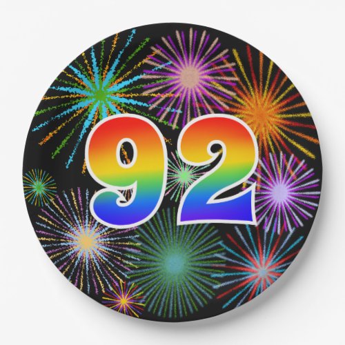 92nd Event _ Fun Colorful Bold Rainbow 92 Paper Plates