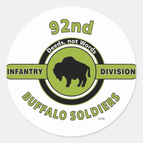 92ND INFANTRY DIVISION BUFFALO SOLDIERS CLASSIC ROUND STICKER