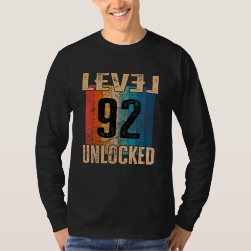 92th Birthday Level Unlocked Vintage Retro T_Shirt