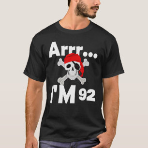92th Birthday Pirate Skull 92 Years Old Bday T-Shirt