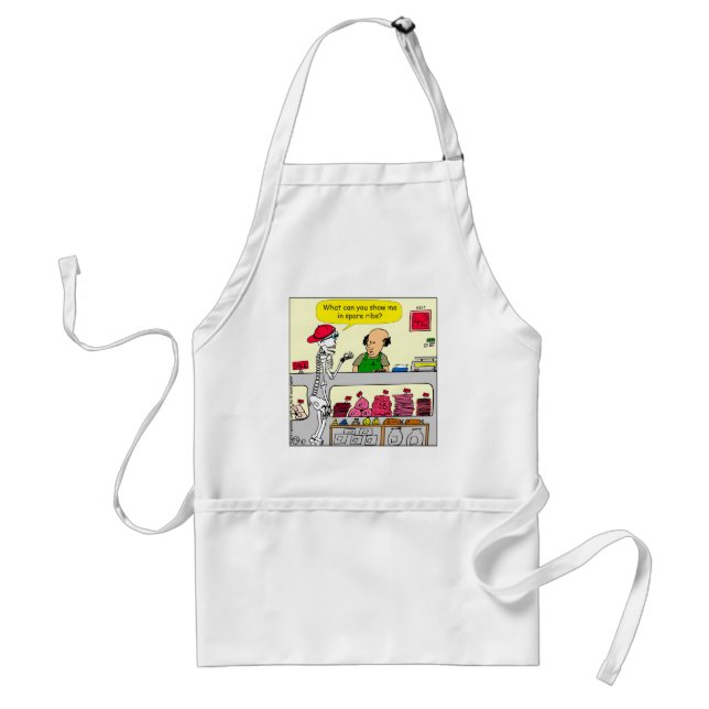932 Skeleton at butcher and spare ribs cartoon Adult Apron (Front)