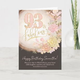 93 & Fabulous Floral Photo Personalized Birthday Card