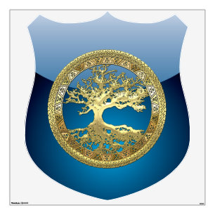[93] Golden Celtic Tree of Life [3D] Wall Decal