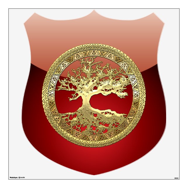 [93] Golden Celtic Tree of Life [3D] Wall Sticker (Front)